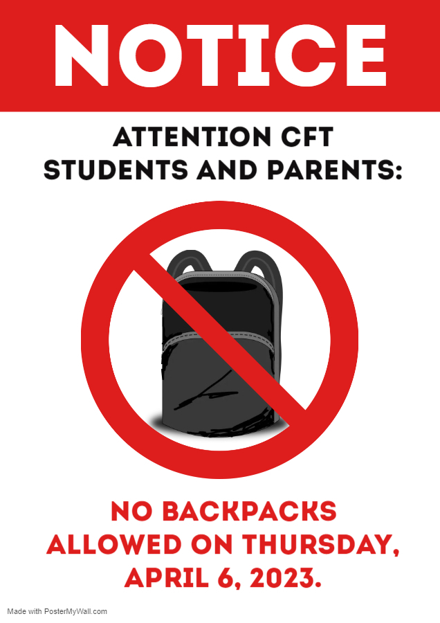 No Backpacks April 6th 