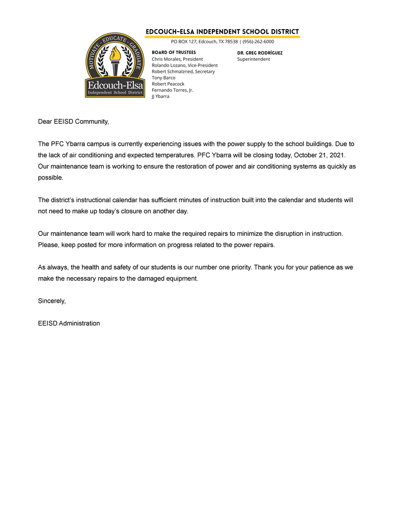 PFC School Closure