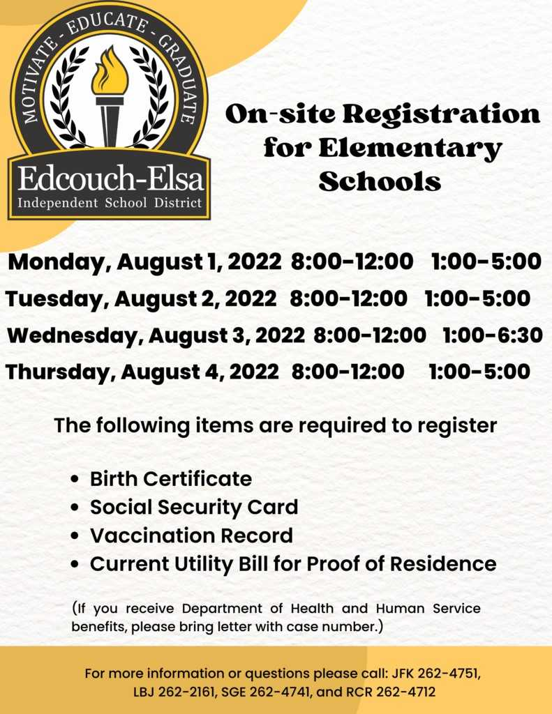 Back to School Registration is in full affect